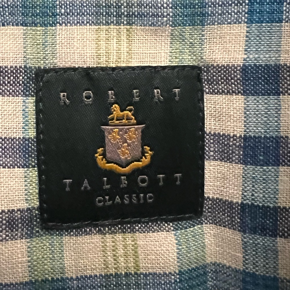 Robert Talbott Linen Check Multicolor Long Sleeve… - image 6